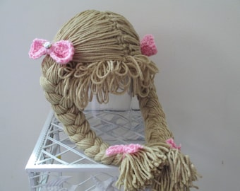 Crocheted Inspired Cabbage Patch Wig/Hat. Photo Prop. Costume. All Sizes Available.