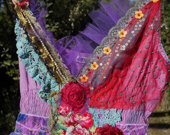 Wonderful romantic fairy dress, Travel to Samarkand, mauve, lilac, red, Boho dress, Wearable Art, Unique,Bohemian dress