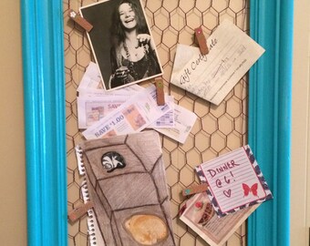 Vintage Picture Framed Chicken Wire Memo Board