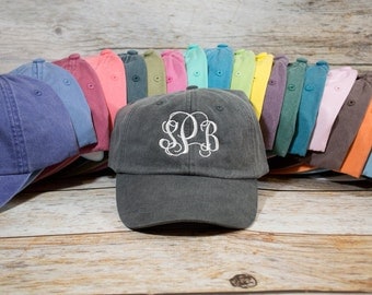 Custom Embroidered Monogram Hat, Embroidered Hat, Summer Hat, Personalized Hat, Custom Hat, Monogrammed Hat, Distressed Hat, Pigment Dyed