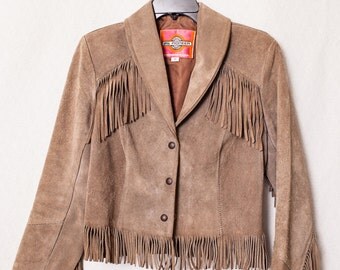 Women's Suede Fringe Leather Jacket, Hippie Western Boho Fringe Suede Jacket, Womens Medium Hippy Fringe Jacket, Ladies Rodeo Fringe Jacket