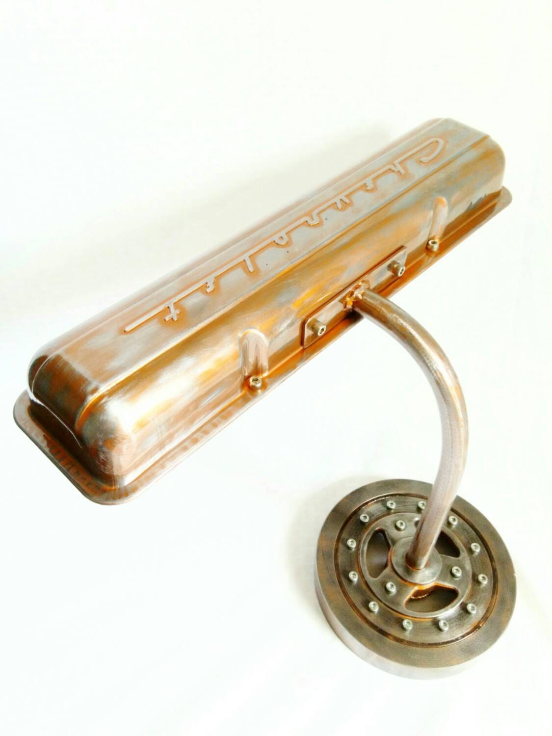 Patina Copper Chevrolet Valve Cover Lamp / Garage Engine Car