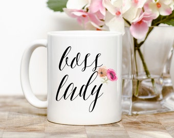 Coffee Mug, Boss Lady Mug, Unique Mug, Work Mug, Gold Mug, Cute Mug, Boss Mug, Ceramic Coffee Mug, Floral Mug, Awesome Mug