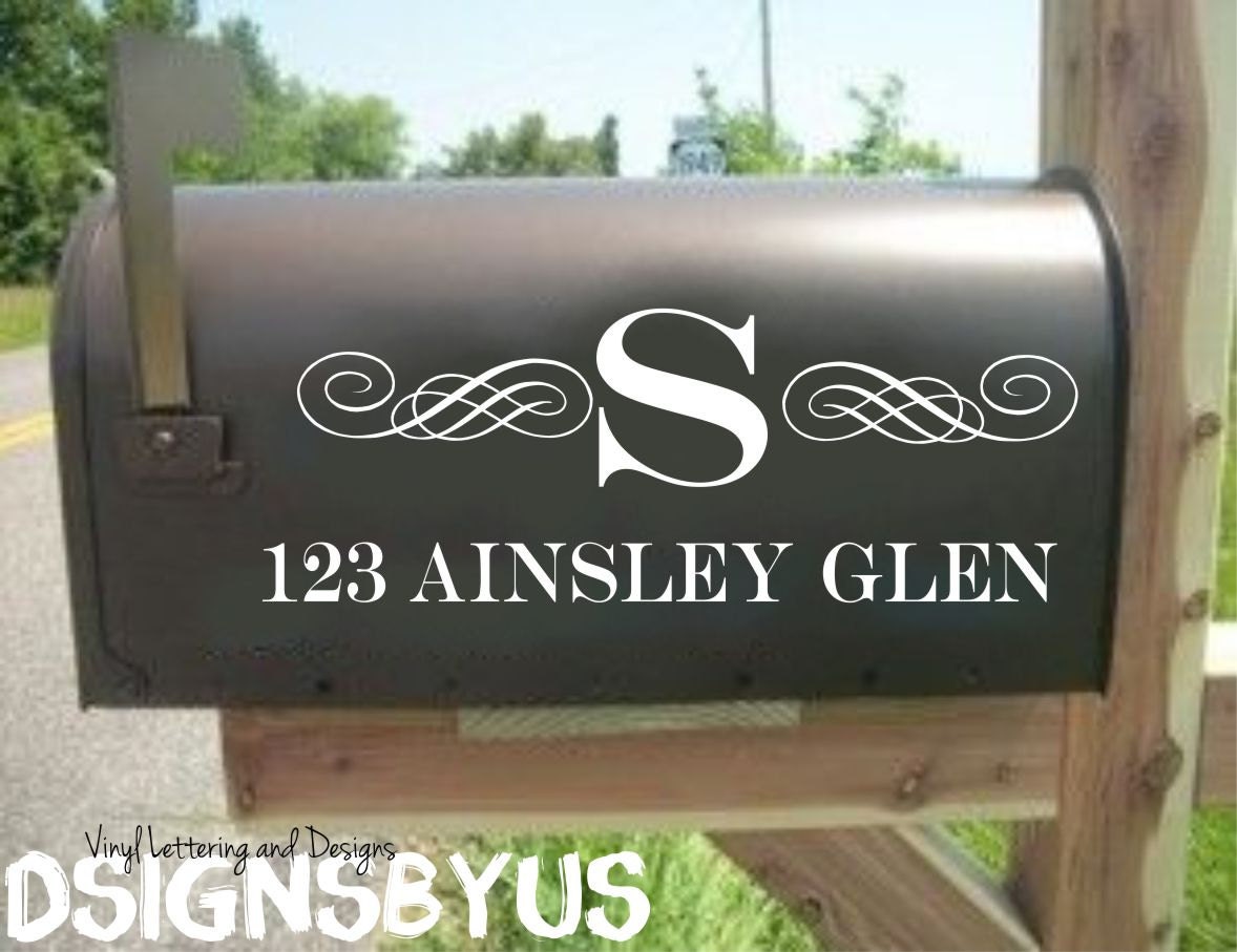 Custom mailbox lettering with scrolls