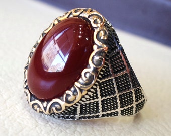 liver agate aqeeq ring sterling silver 925 ring any size antique middle eastern style dark carnelian semi precious natural cabochon عقيق