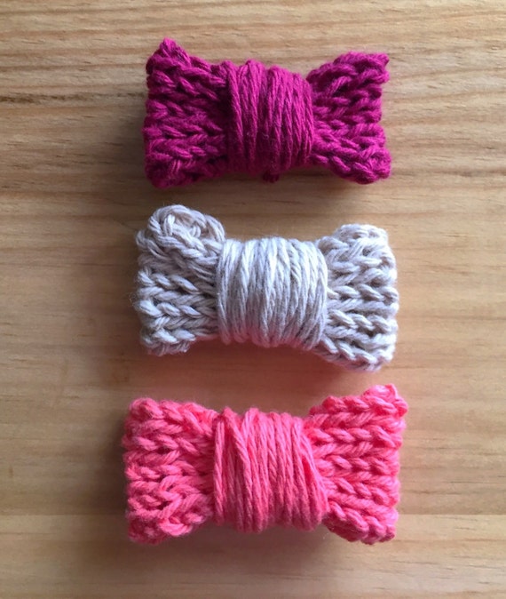 knit baby bow cotton yarn bow baby barrette knit baby bow cotton yarn bow baby barrette