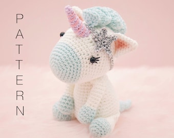 Amigurumi crochet cute unicorn - Aurora the unicorn PATTERN ONLY (English)