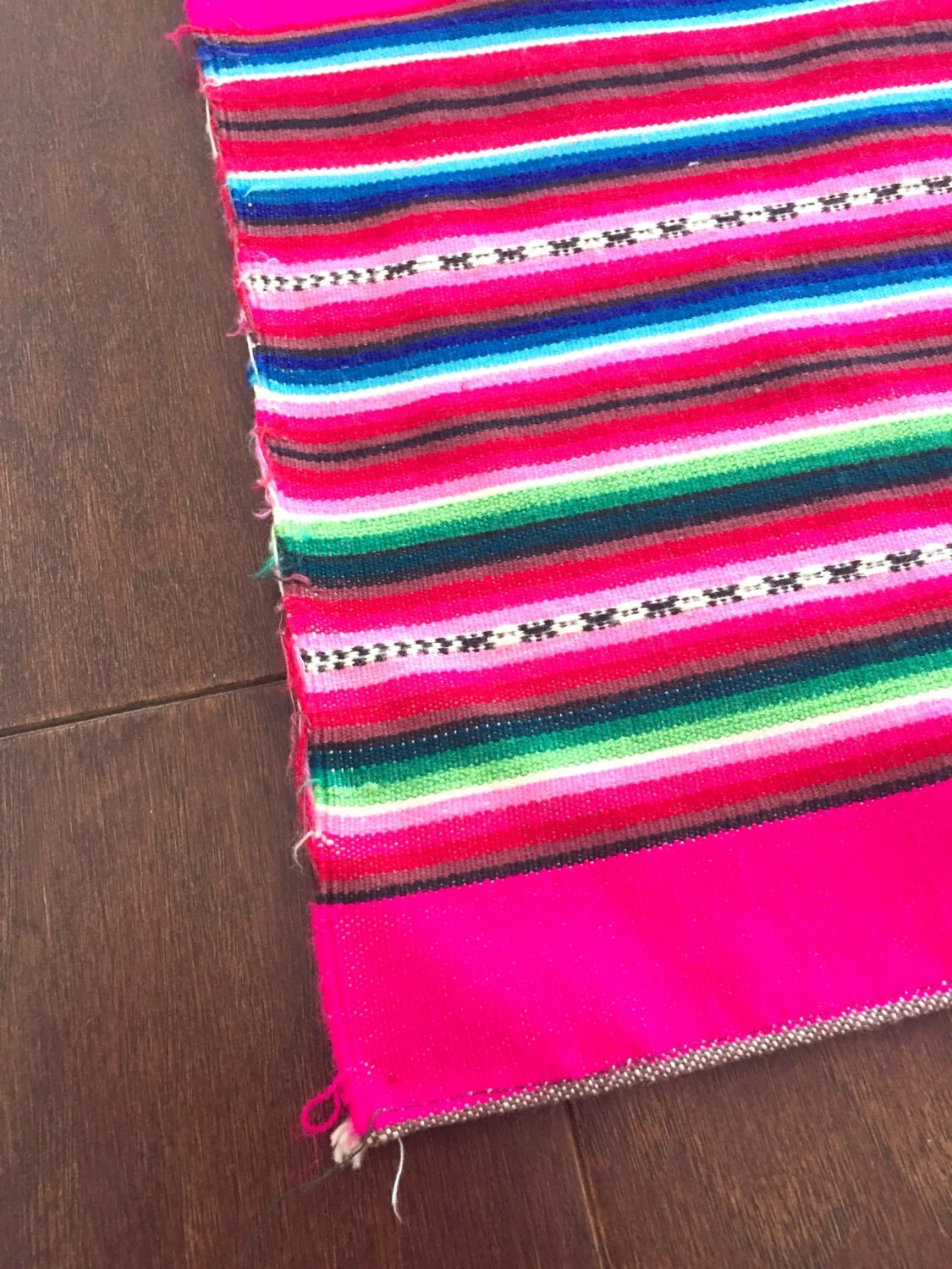 Bolivian blanket vintage handwoven blanket bright rug