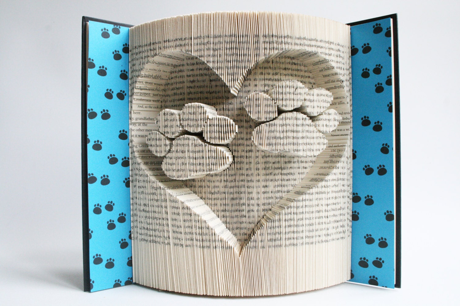 book folding pattern paw prints in heart book folding