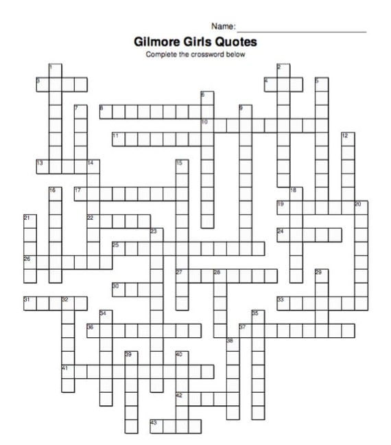 Gilmore Girls Quotes Crossword Puzzle