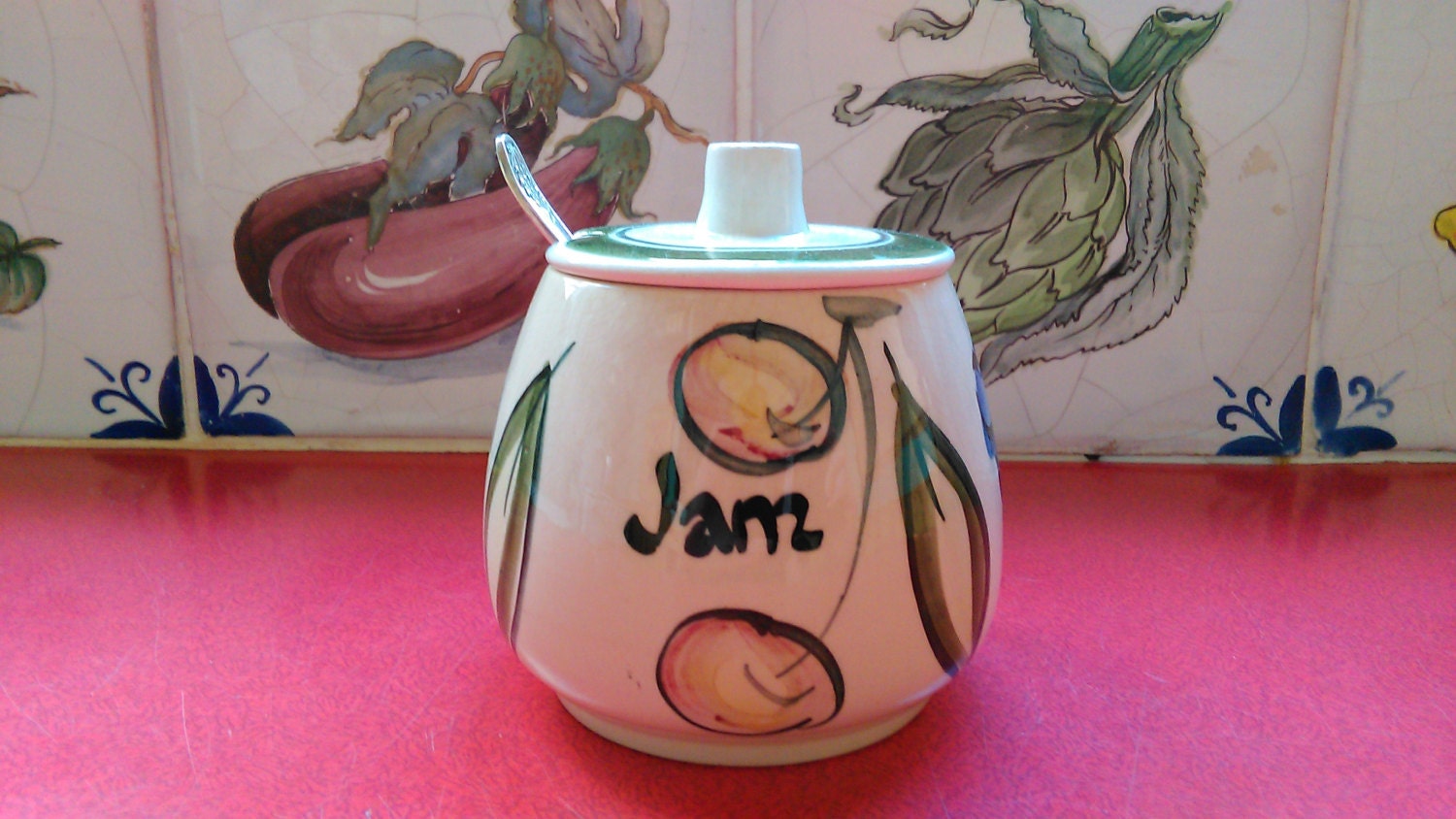 Vintage Jam Pot Retro Preserve Pot Ceramic Mid Century Jam Pot