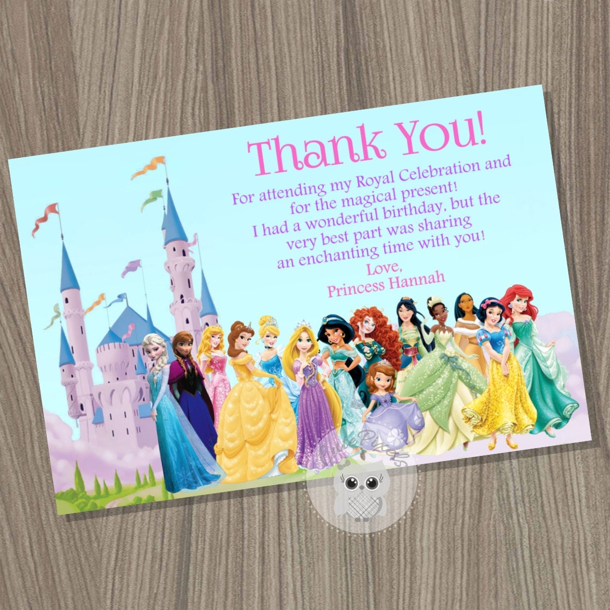 Disney Princess Thank You Card Disney Princess Princess