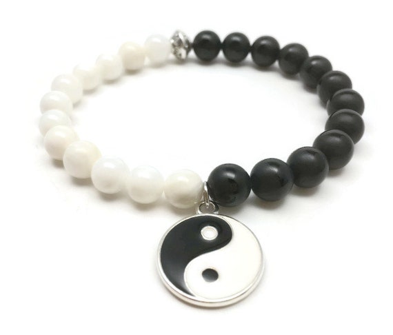 Yin Yang Bracelet Yin Yang Beaded Bracelet Black and White