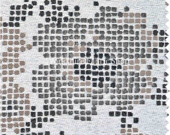 Quality Soft Woven Brown White Chenille Fabric In Geometric Flower Pattern Design For Sofas Curtains Soft Furnishings - Sold By The Metre