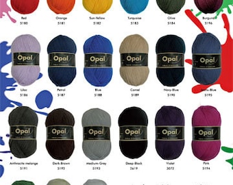 Yarn 4ply uni plain solid colours sock- and jumper yarn 100g 425m Opal beautiful quality knitting yarn choose from 20 colours