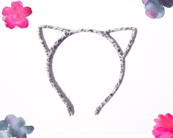 Snow Leopard Cat Ears Headband by KittyMeStore on Etsy