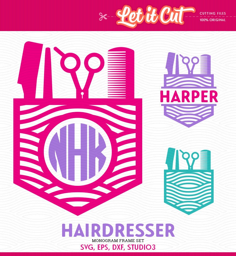 Download Hairdresser Monogram Frame SVG EPS DXF Studio3 Hair Salon