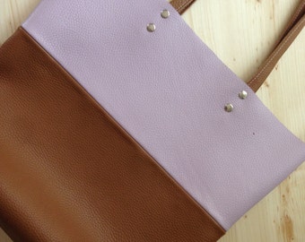Leather Tote .Brown leather tote.Lilac leather tote.Leather tote bag.Tote bag.Brown leather tote bag.40