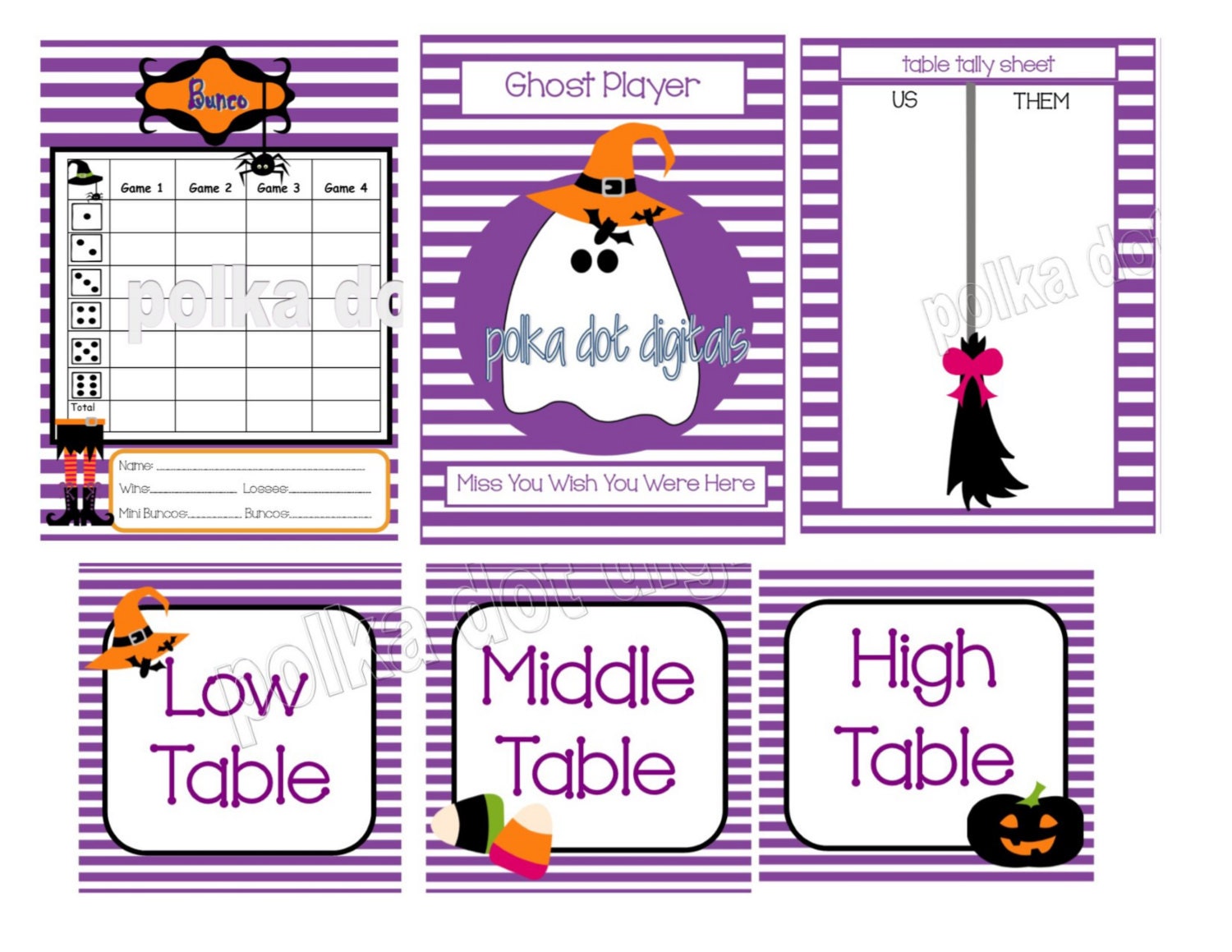 Buy 2 Get 1 Free HALLOWEEN Complete Set Bunco Score Card Sheet
