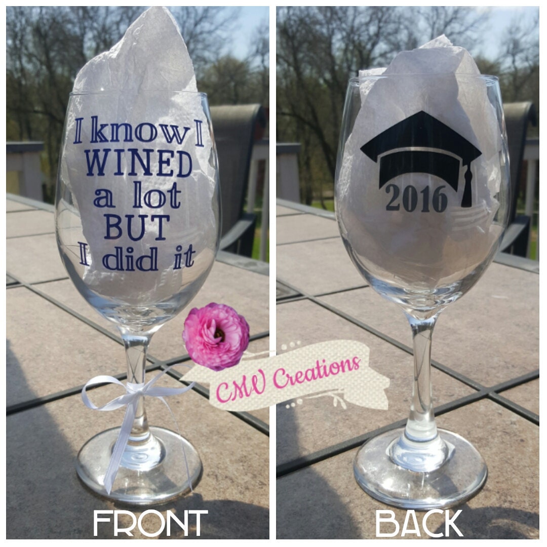 College Graduation wine glass Personalized Graduation wine