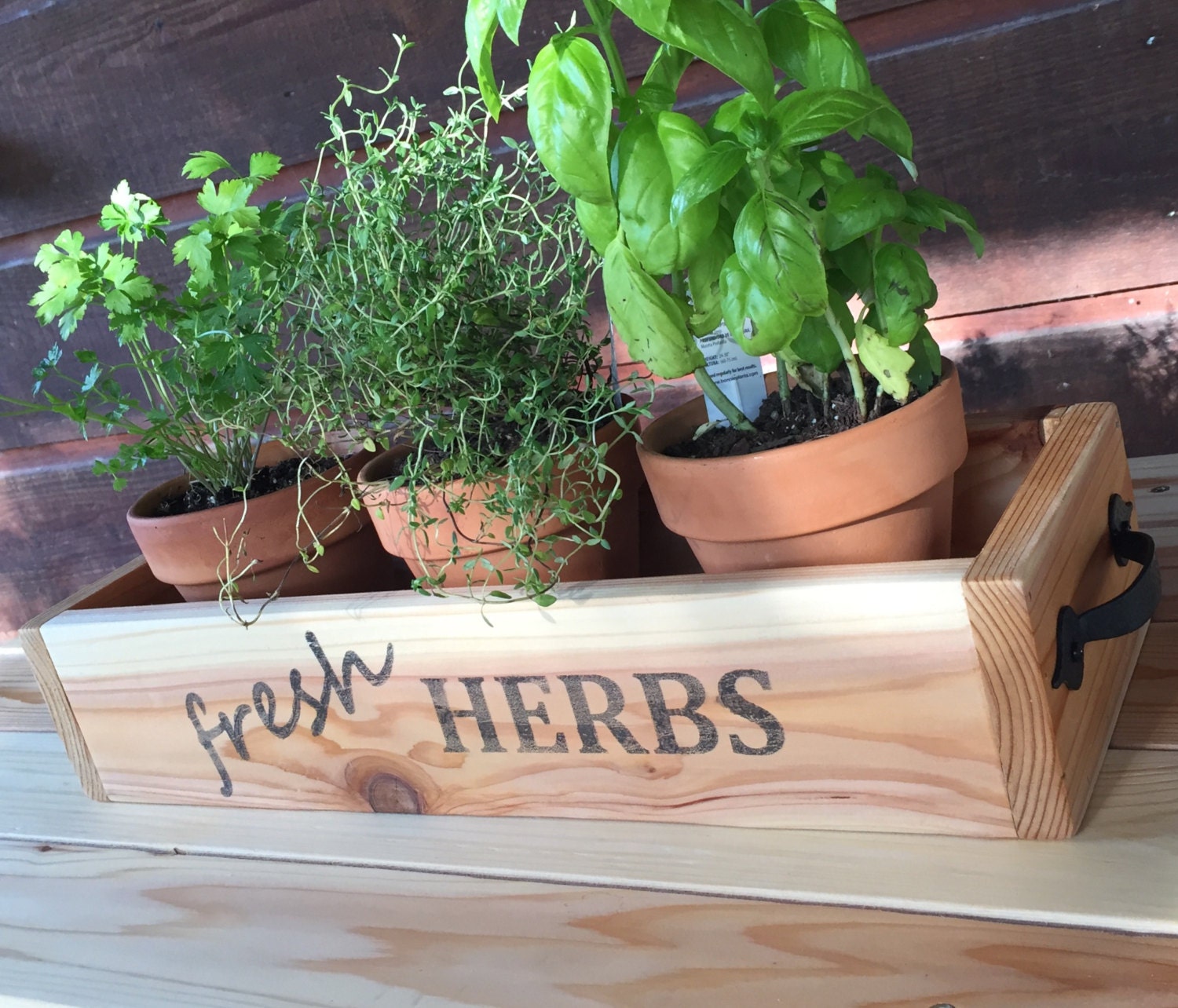 Cedar Herb Planter Box wooden planter box rustic kitchen