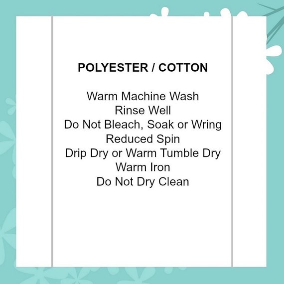 Polyester / Cotton Do Not Dry Clean Soft by TedandTootLabels
