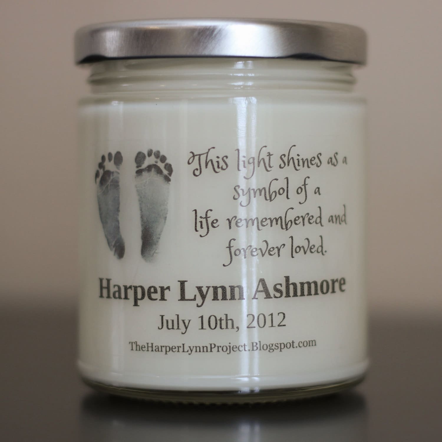 Custom Footprint Baby Loss Memorial Candle Personalize with