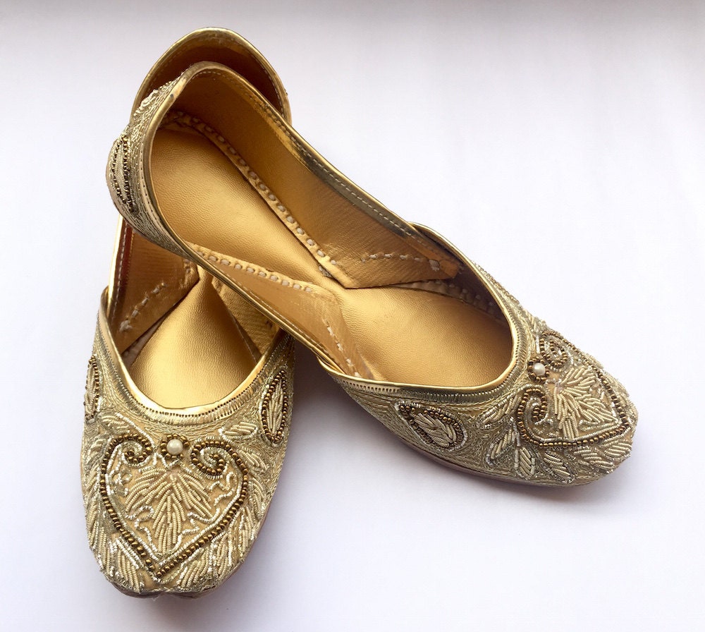 Gold Bridal Ballet Shoes/Ethnic Shoes/Gold Wedding