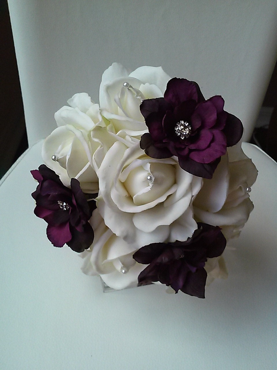 Plum and White Toss Away BouquetBridal Toss BouquetBridal