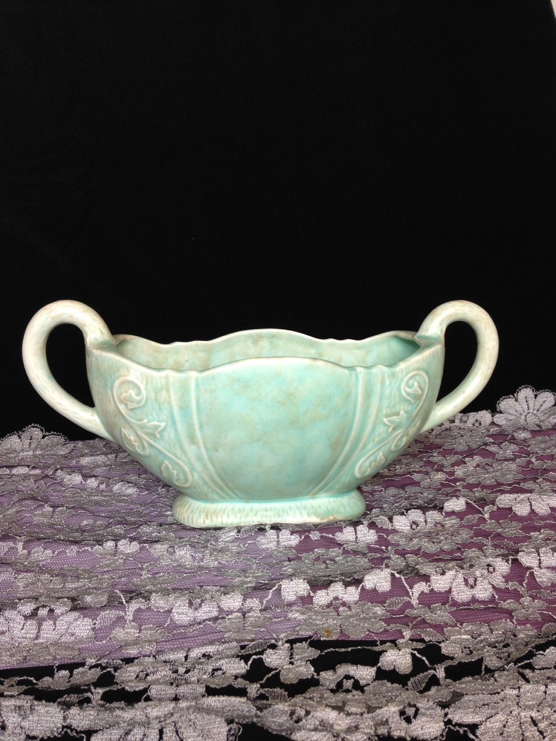 1950's Mint Green Art Deco Style Arthur Wood Ceramic Boat