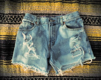 Vintage Levi cutoff shorts, distressed, holy, 80's Levis jeans women's size 8