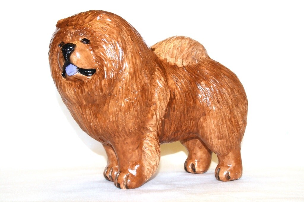 Chow chow statue figurine handmade of ceramic statuette