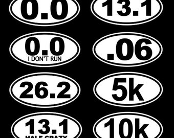 Running Stickers Running Decal 26.2, 13.1, 0.0, 5k, 10k - Car Decal Car Stickers Bumper Sticker Car Window Sticker 262 131