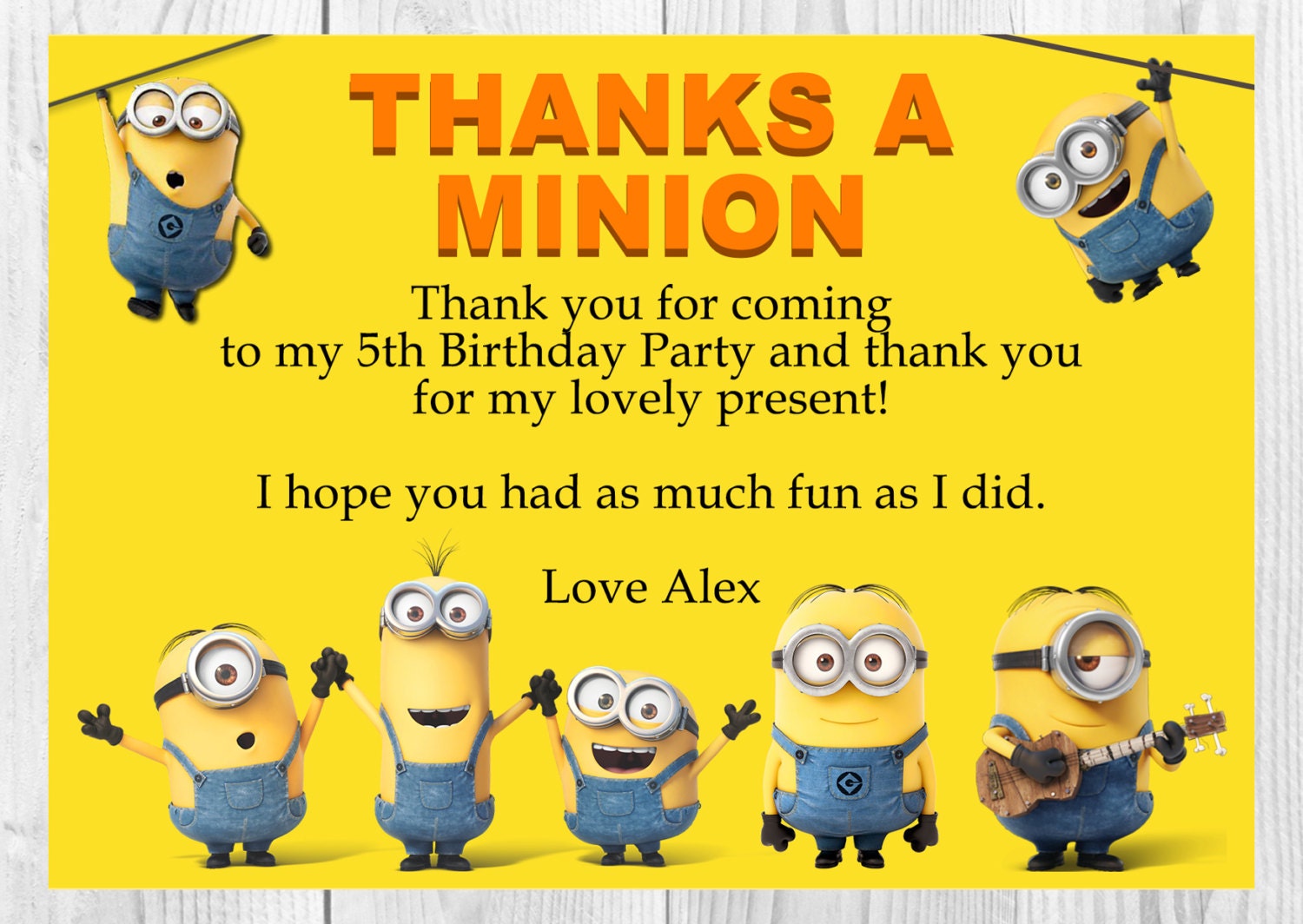 Minion Thank You Card Despicable Me by TwinklenShineDesign on Etsy