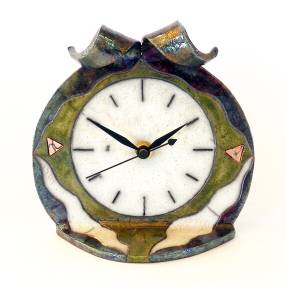 Raku ceramic table clock 5