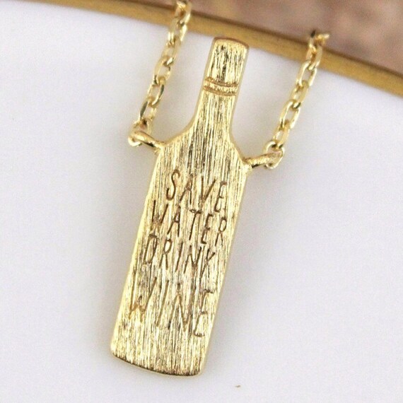 Items similar to Save water drink wine bottle necklace on Etsy