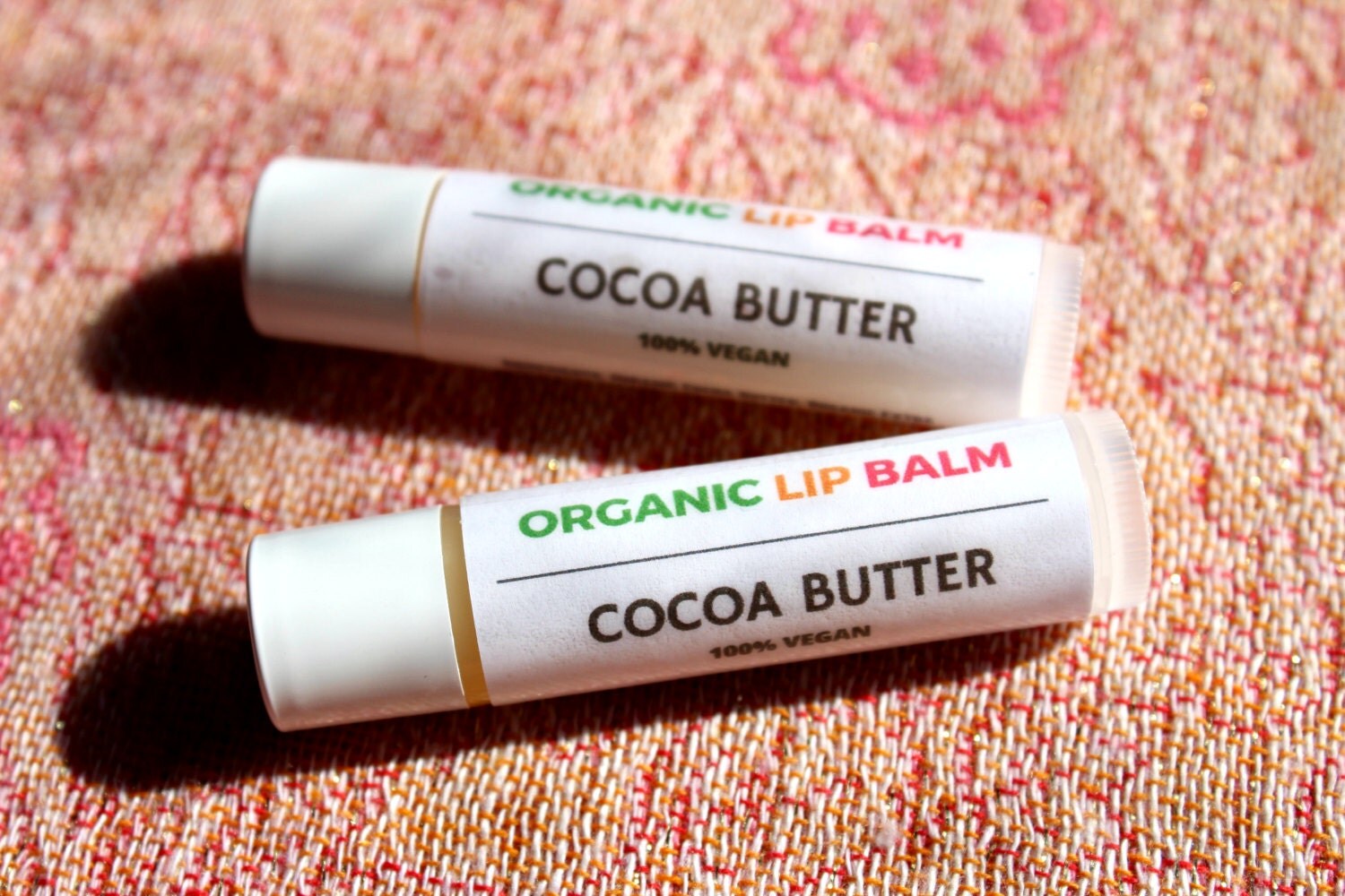 Two 2 Cocoa Butter Vegan Lip Balm Organic by MelakuAromatherapy