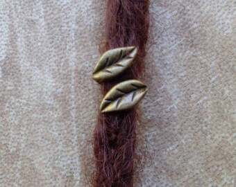 Bronze leaf dreadlock bead. Dread bead. Dread schmuck.