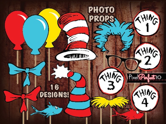 DR SEUSS Birthday Photobooth Props Easy to by PixelPerfect10