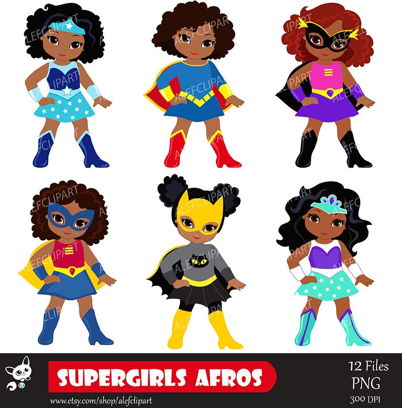 Clip Art Supergirl Clipart supergirl clipart etsy girls superhero clip art african american multicultural