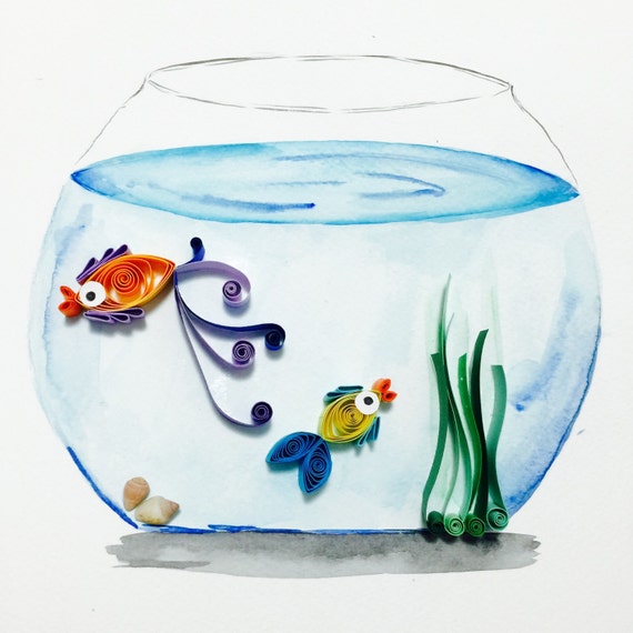 Paper quilling fish in the aquarium