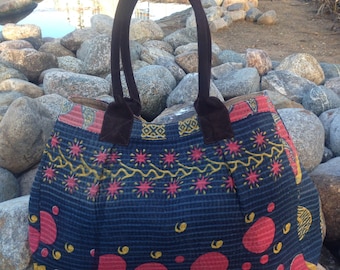 Multicolor - Handmade Gamcha Fabric Kantha Work Canvas Cotton Sling Bag