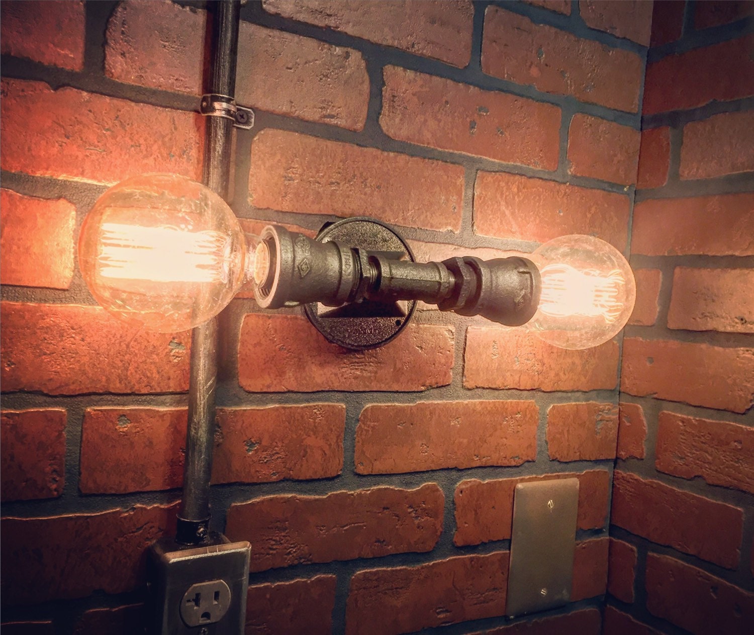 Steampunk Double Streamline Wall Sconce industrial light. Cast
