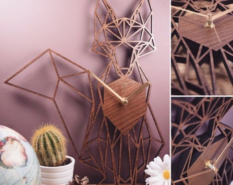 Fox Clock - Geometric Wooden Fox Clock - Full Fox. Perfect for fox lovers. Ideal gift for fox obsessives. Fox your friends with this gift.