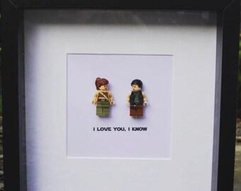 I love you I know Star Wars Princess Leia & Han Solo Lego Replica Wedding Anniversary Gift Personalised Wall Art Box Frame Picture Gift