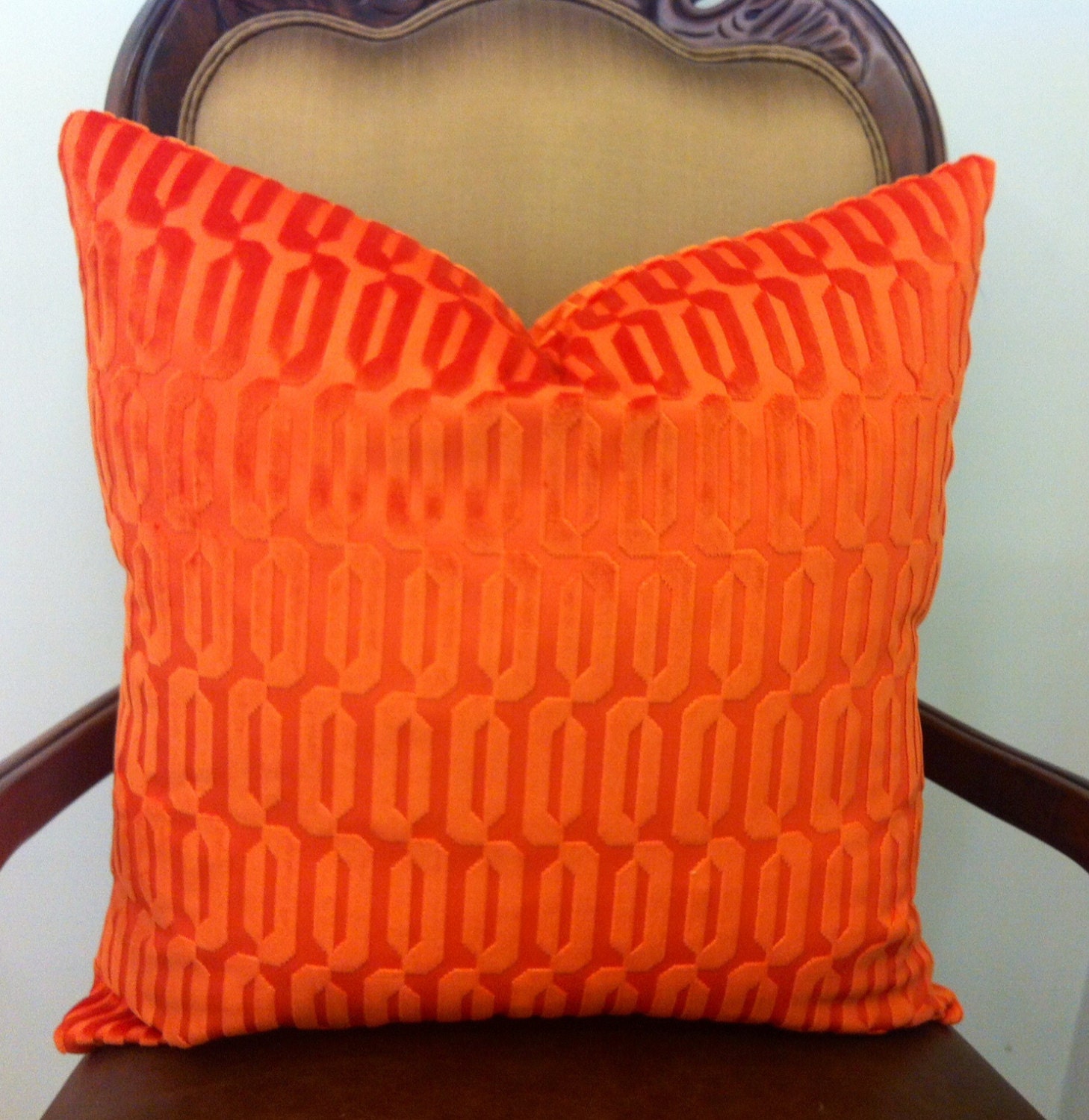 Orange Decorative Pillows Orange Velvet Pillow by artdecopillow