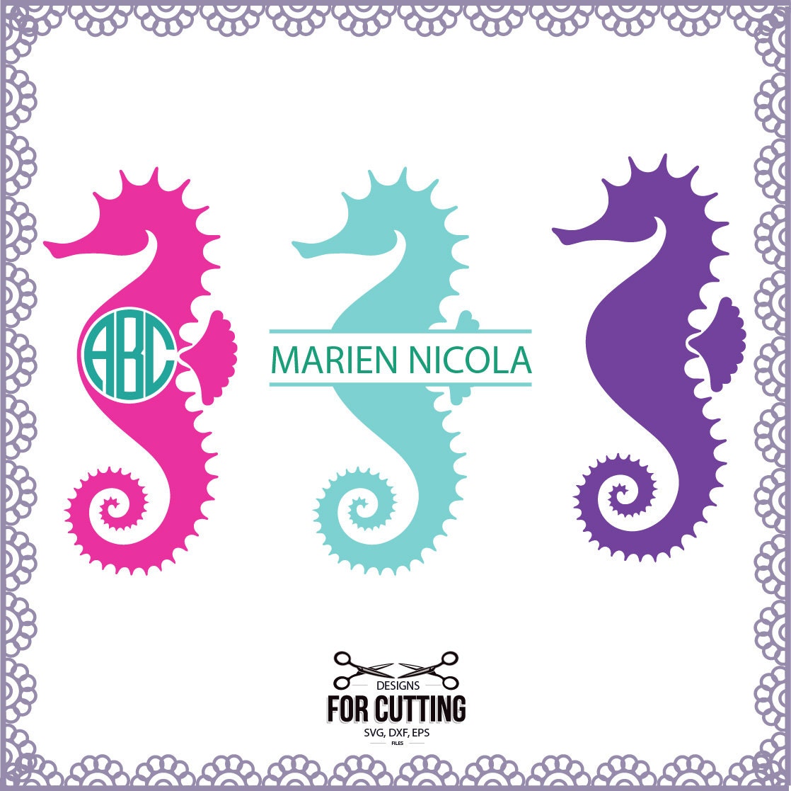 Download Seahorse Monogram Seahorse cut Files SVG DXF EPS. easter