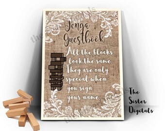 Jenga guest book | Etsy