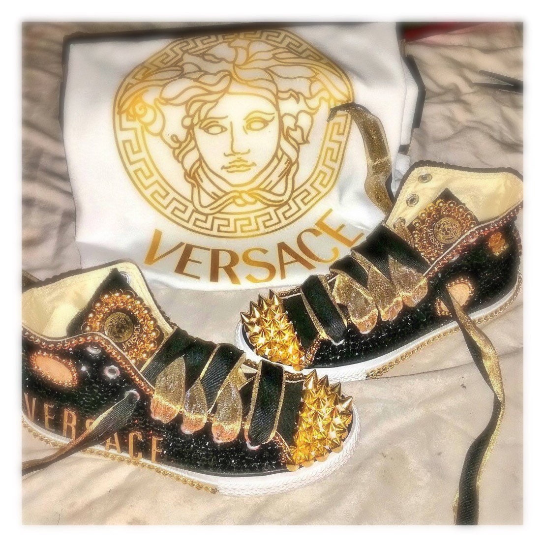 Versace Inspired Converse bling converse crystal converse