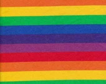 KNIT Fabric: Primary Rainbow Stripe Cotton Lycra knit fabric. Sold by the 1/2 yard